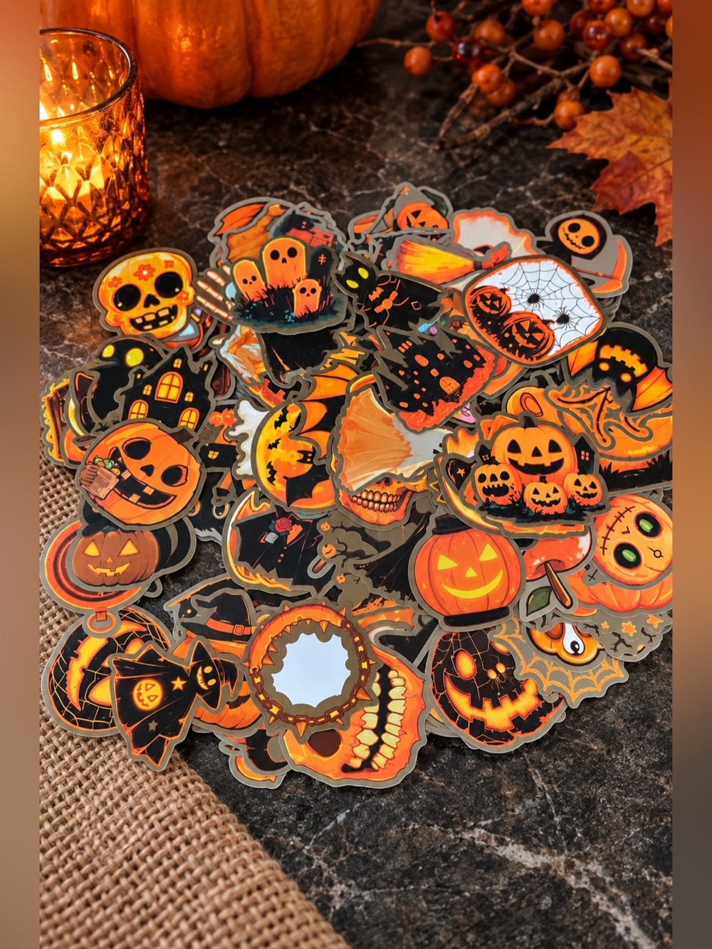 100pc Halloween Stickers Pumpkin Witch Ghost Kids Crafts Party Favors